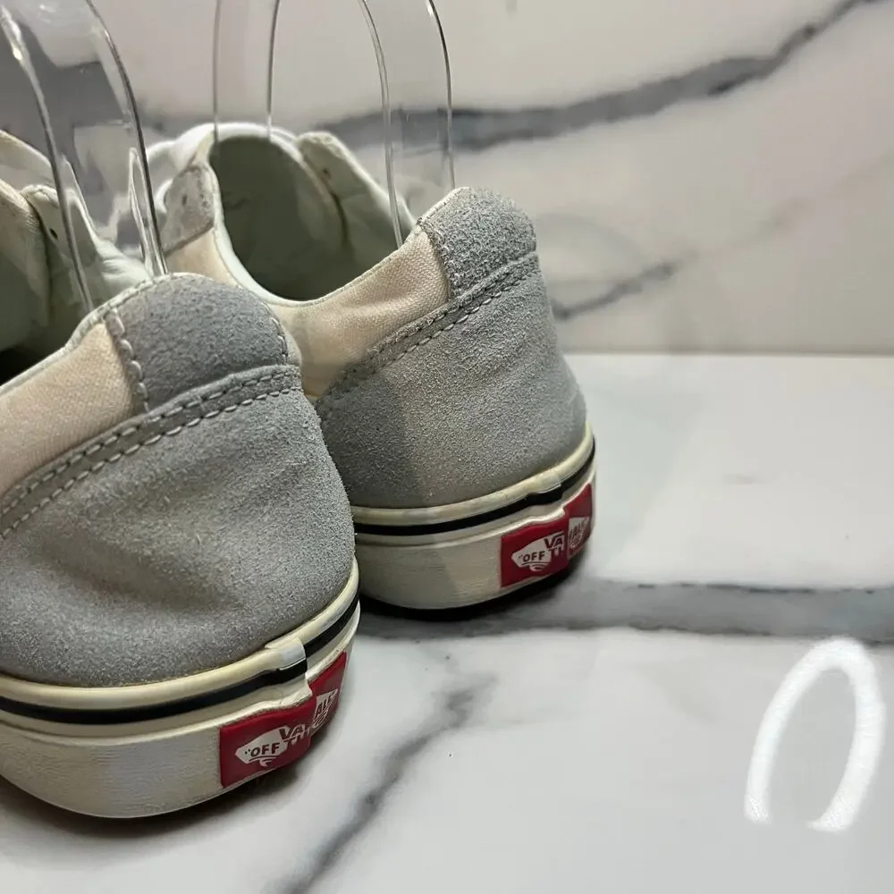Vans Skateboard Women's Cream Gray Low Top Suede Leather Sneakers Sz 9.5 Classic
